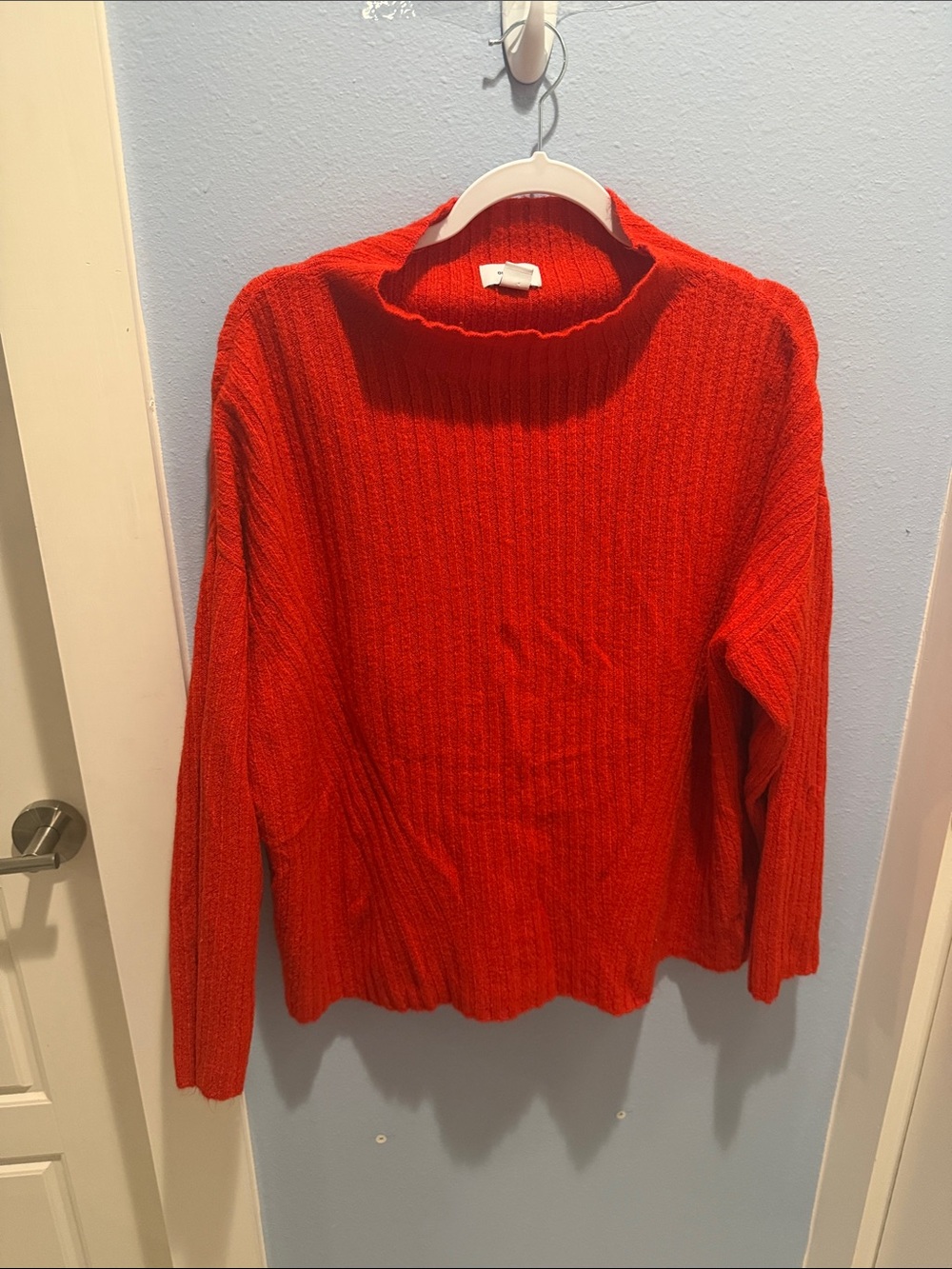 Old Navy Bright Red Ribbed Mock Neck Sweater